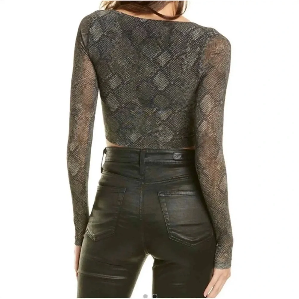 NWT Good American Asymmetrical Mesh Snake Top Sz 3